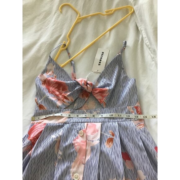 ECHO WISH- WOMENS ADJUSTABLE SPAGUETTI STRAP KNEE LENGHT FRONT OPEN SIZE MEDIUM - Picture 7 of 8